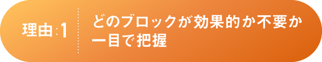 理由:1どのブロックが効果的か不要か一目で把握